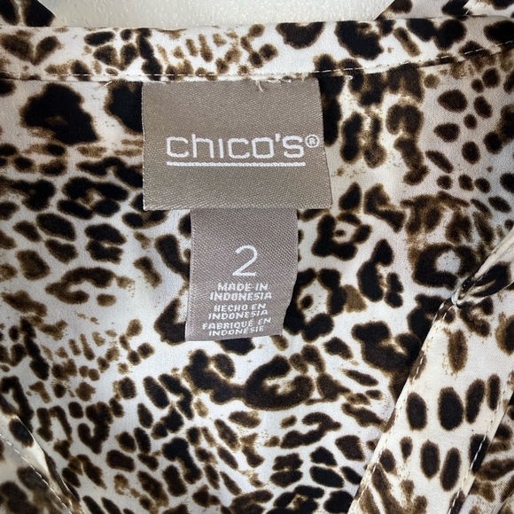 Chicos Button Up Blouse‎ Tunic Animal Print Size 2 Lightweight Fall Office Wear - Picture 2 of 5